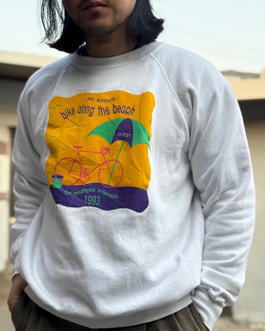 90's 헤인즈 Bike Along the Beach 스웻셔츠 XL 상품이미지7