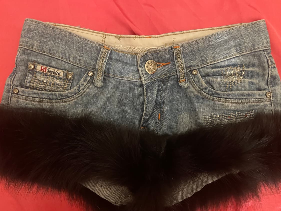 갸루 퍼 큐빅 Y2K 데님 쇼츠 (세실맥비 스타일) 상품이미지1