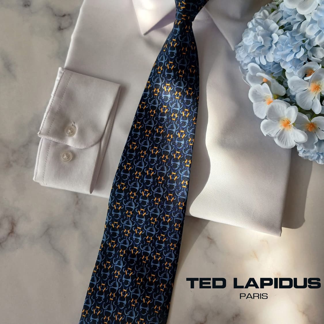 테드라피두스 실크 네이비 기하 패턴 넥타이 9.7cm A등급 A19198 상품이미지1