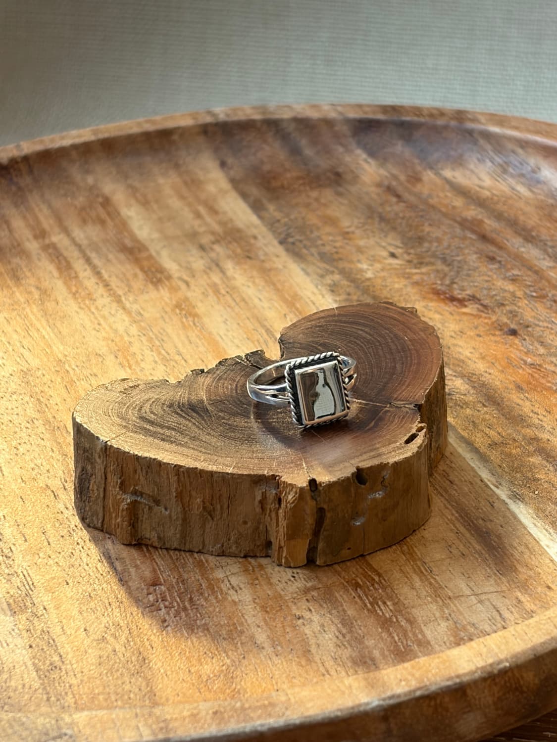 ✦ Silver 925 내추럴 스톤 스퀘어 링 상품이미지1