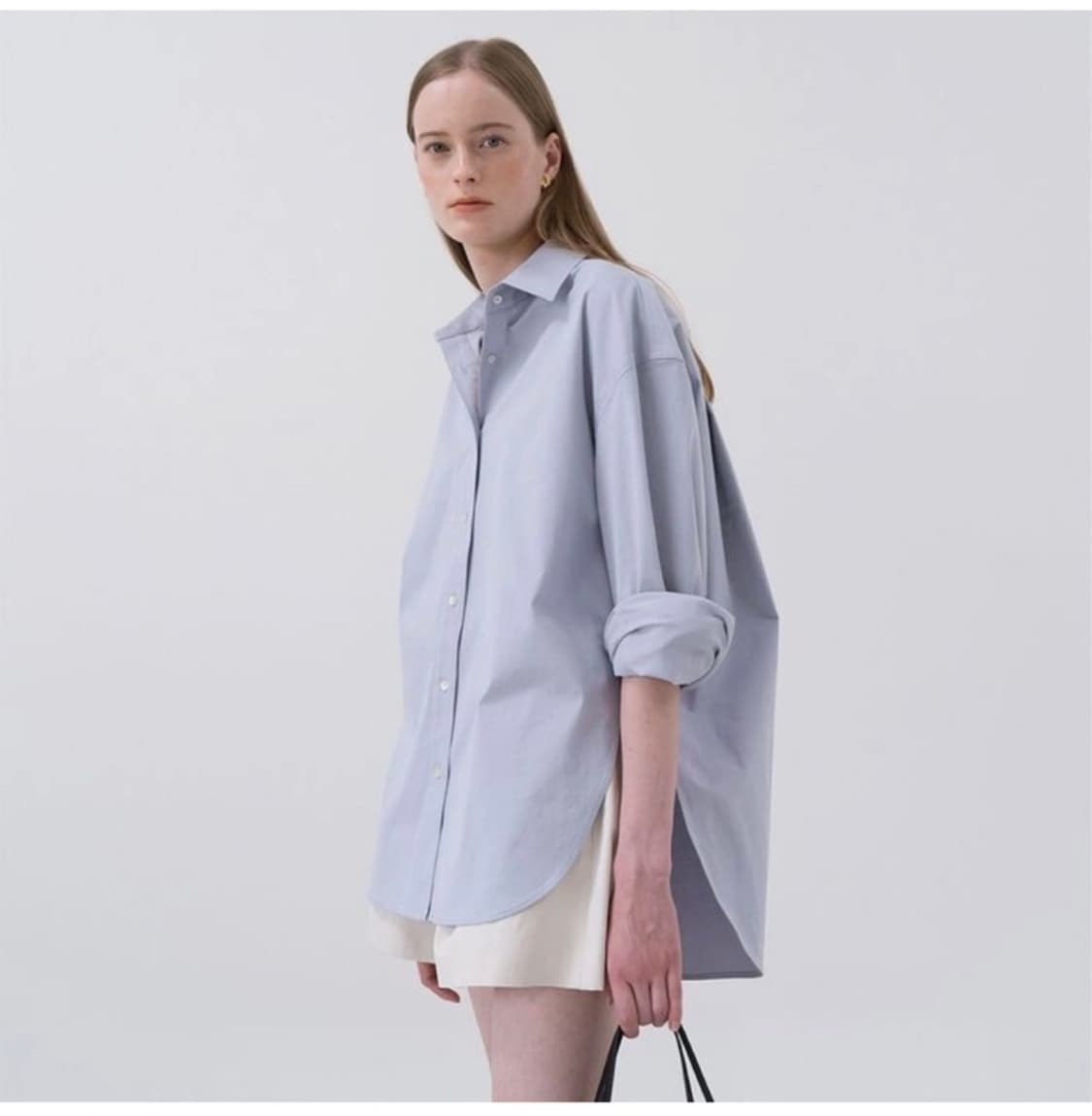 킨더살몬 오버사이즈 코튼 셔츠 블루 상품이미지1