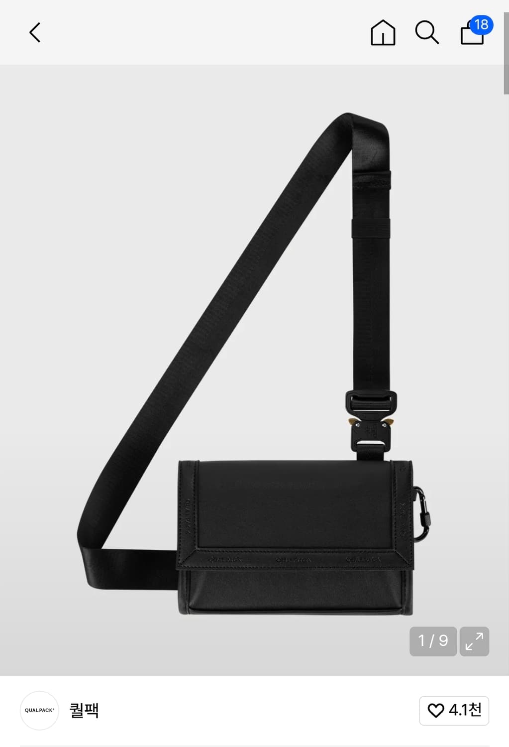 퀄팩 RECT01 비건레더 홀스터백 블랙 상품이미지1