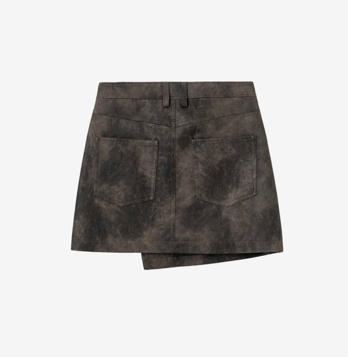 인사일런스우먼 언밸런스 레더 스커트 brown 상품이미지2