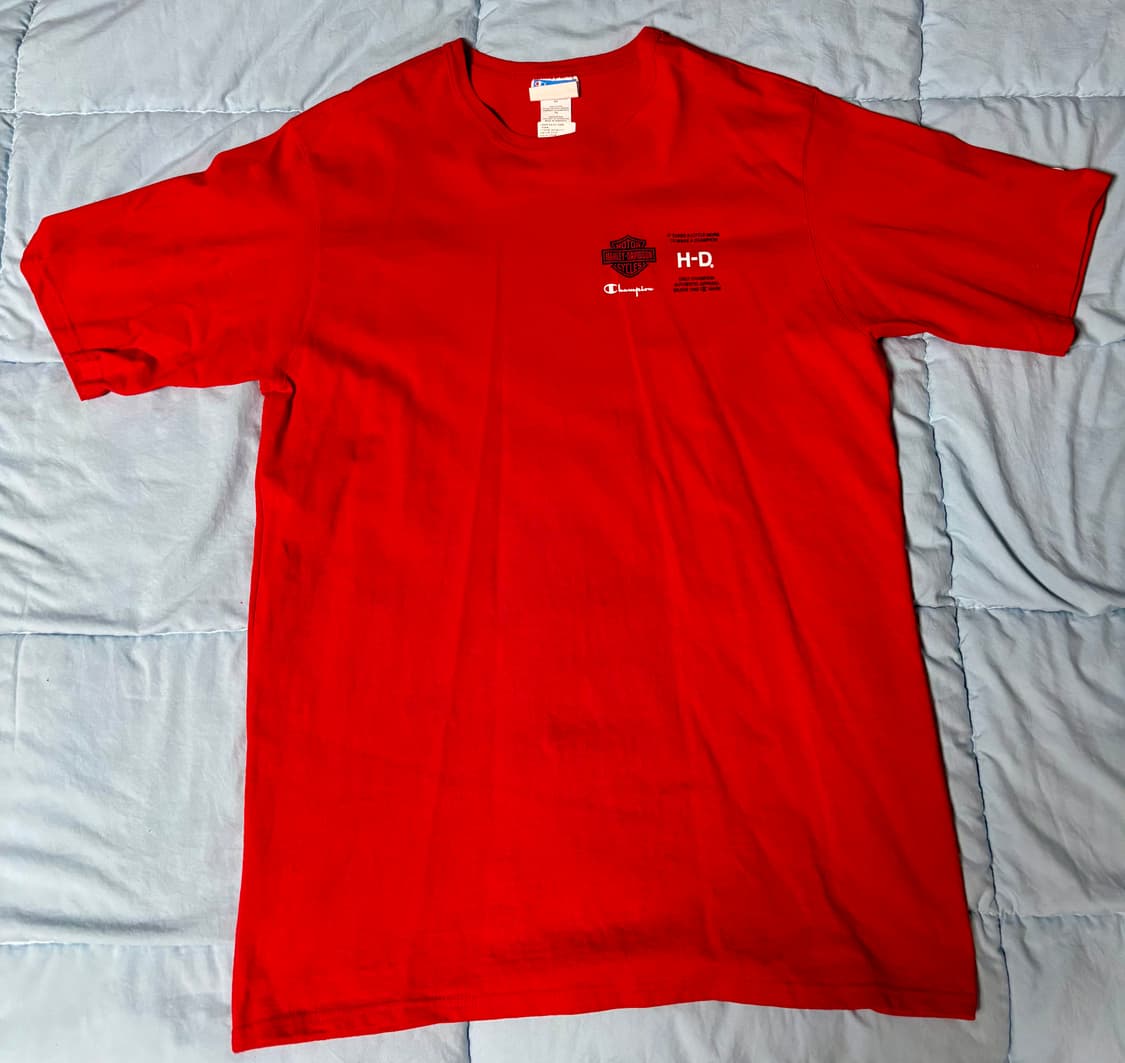 XL) 챔피온 X 할리데이비슨 팬애틱 반팔티셔츠 레드 상품이미지5
