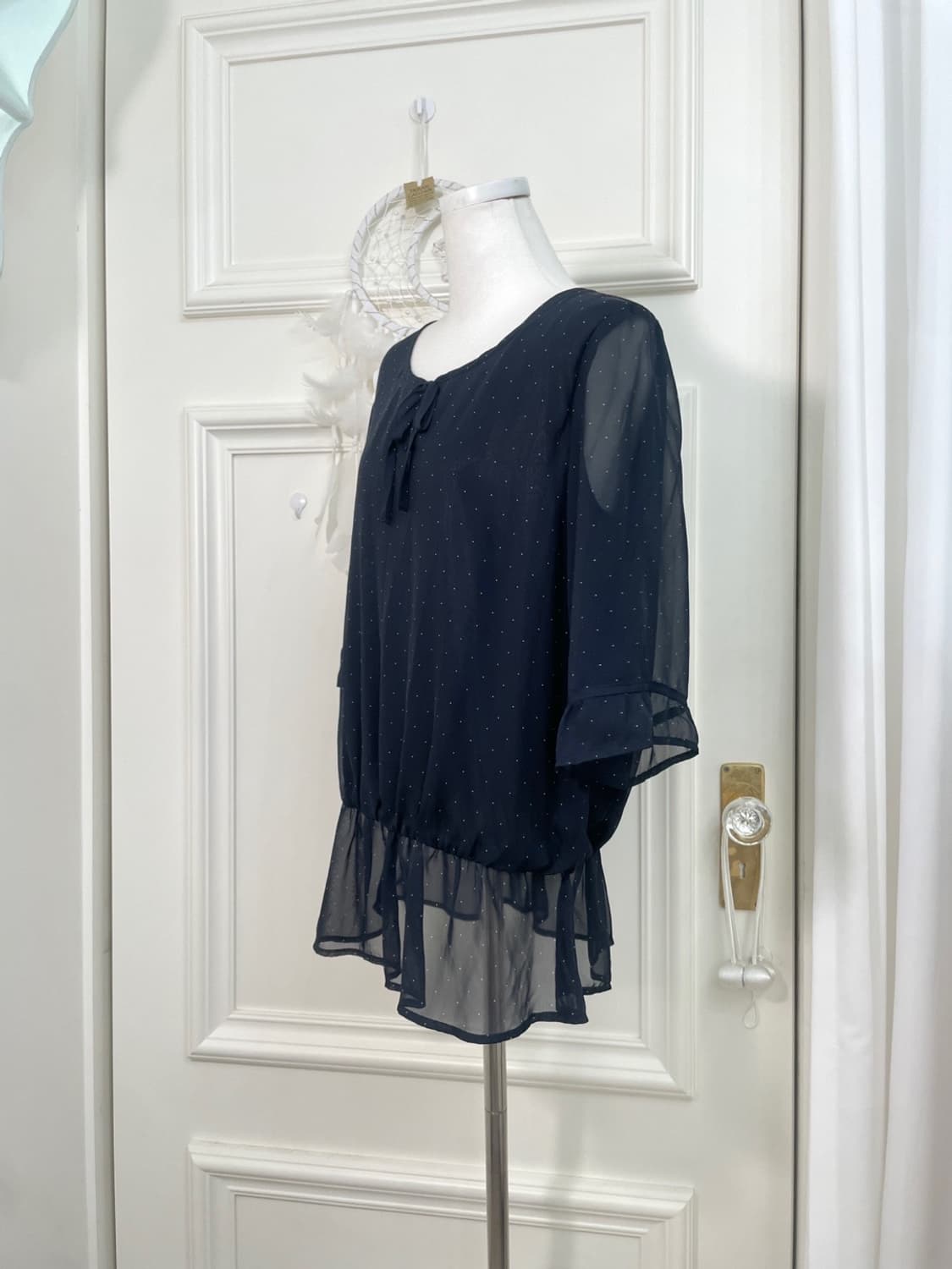 navy dot bow blouse(size-M) 상품이미지2