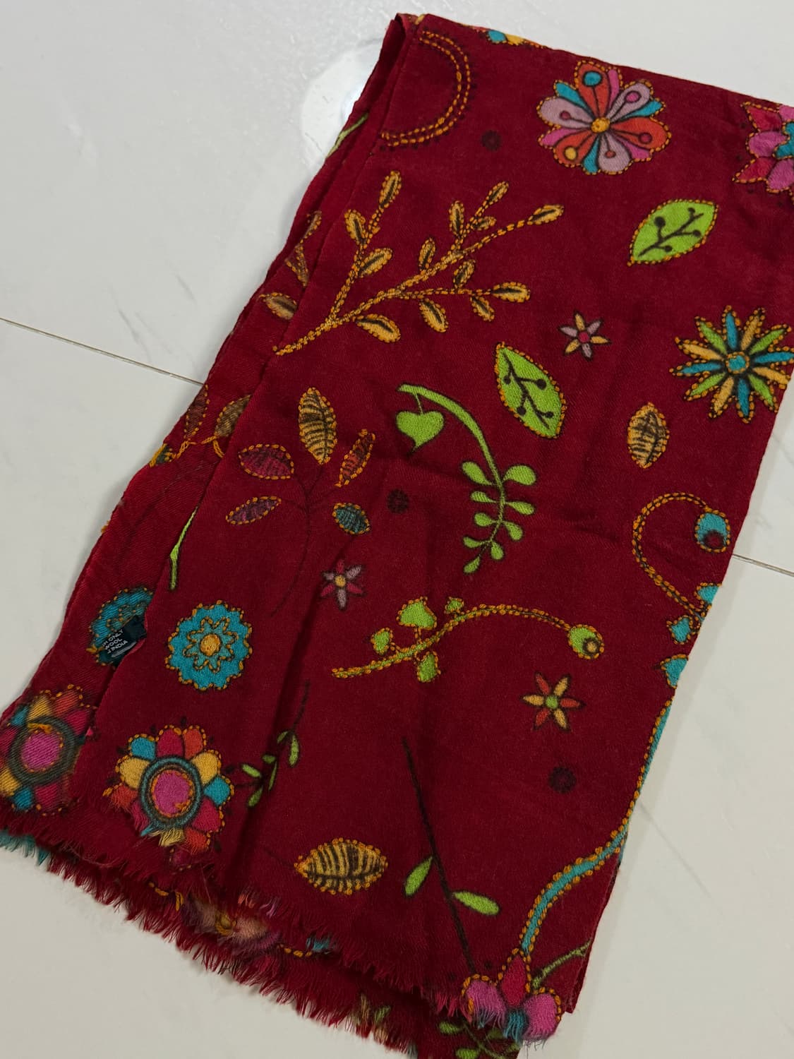 빈티지 레드 플라워 머플러 상품이미지2