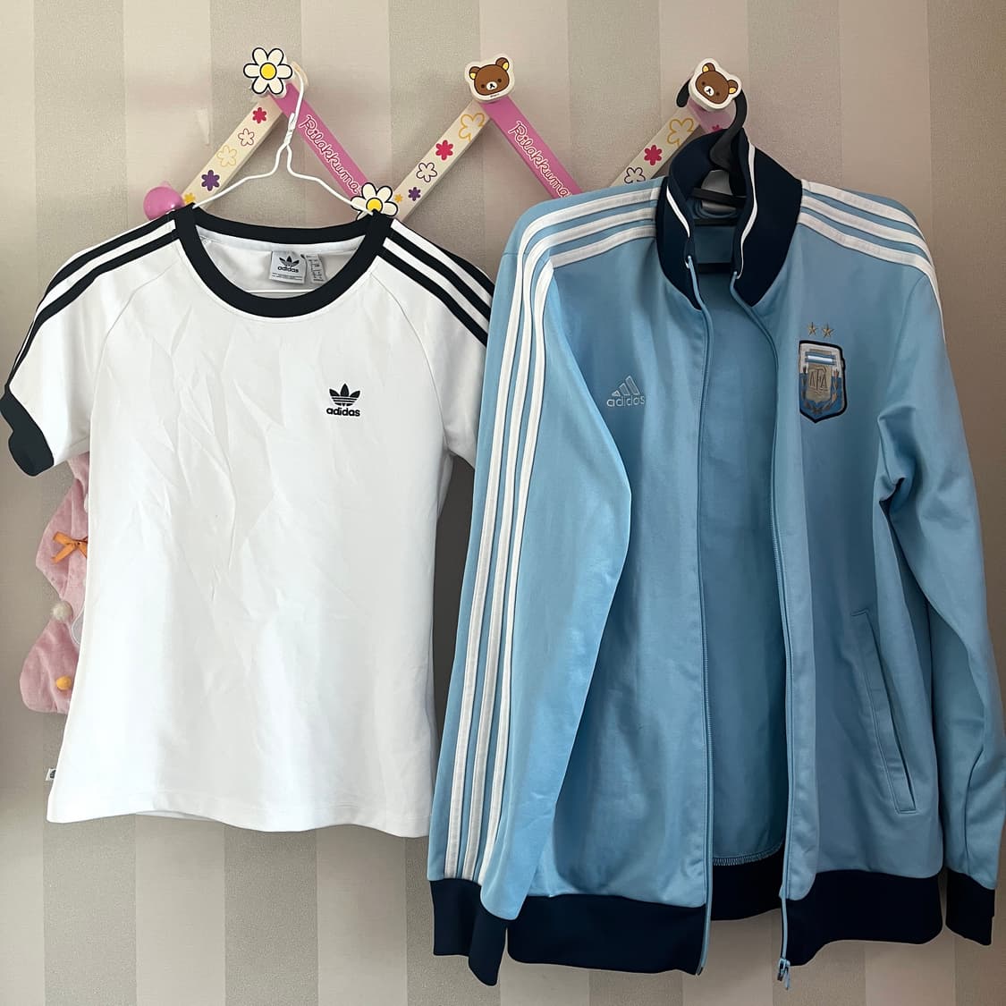 빈티지아디다스아르헨티나메시져지흰검딱붙반팔코디세트 상품이미지1