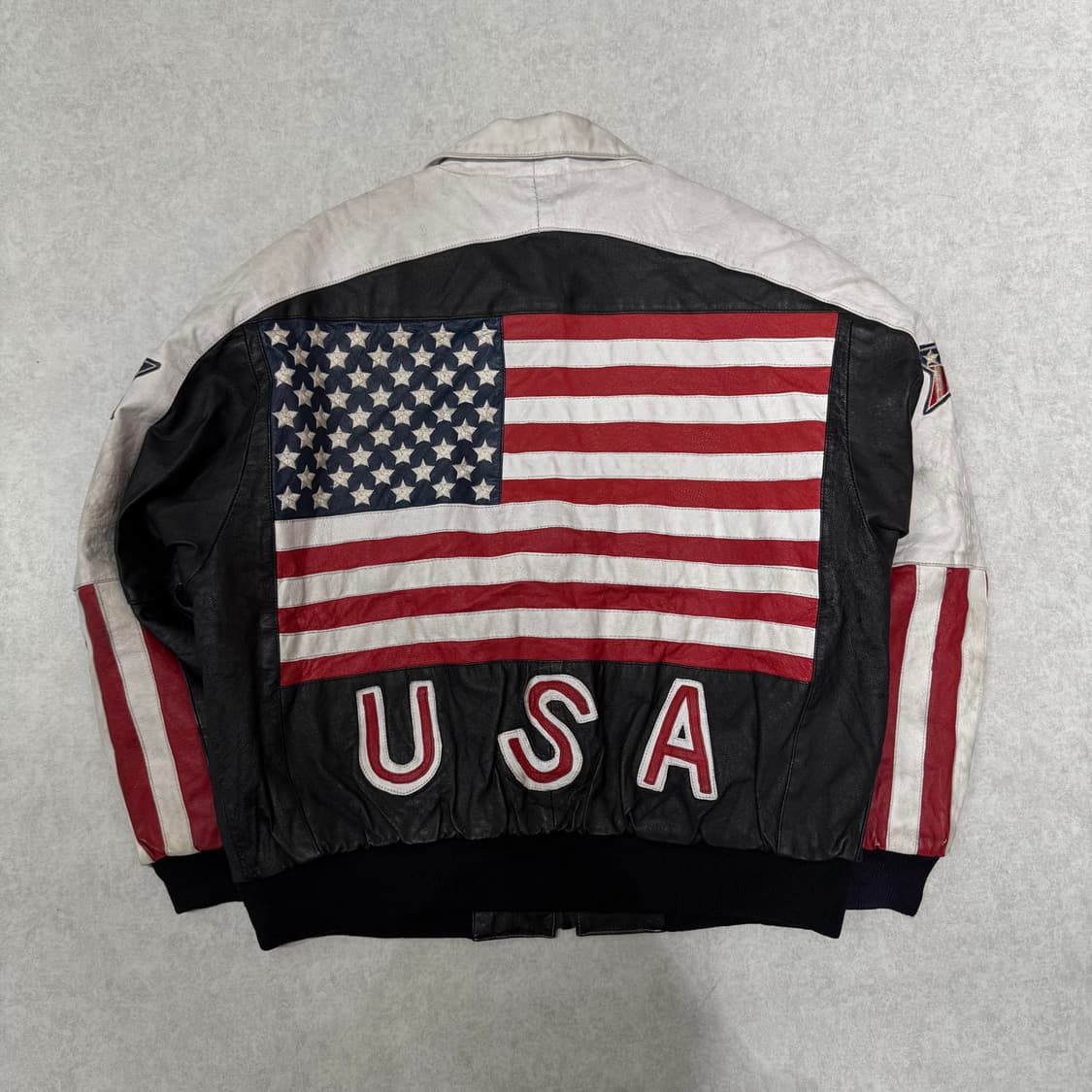 USA 성조기 더티워싱 가죽자켓 상품이미지2