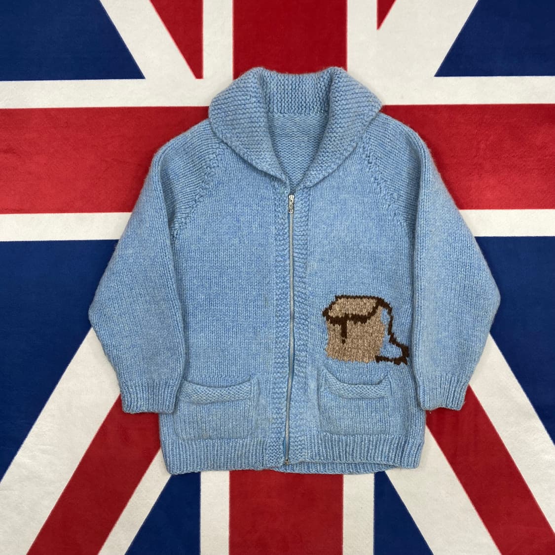 빈티지 헤비울 집업 실측 L  상품이미지1