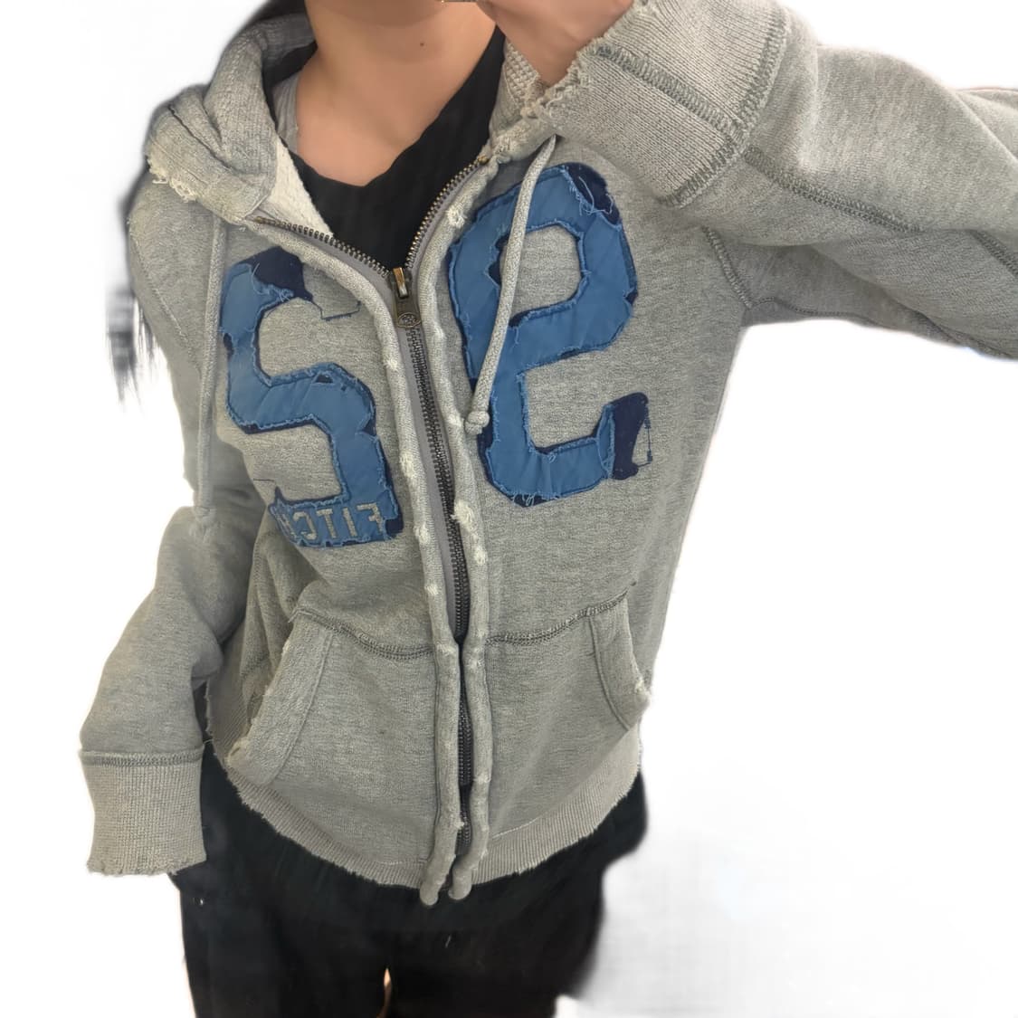 🩶아베크롬비 머슬핏 데미지 그레이 블루 후드집업🩶 상품이미지1
