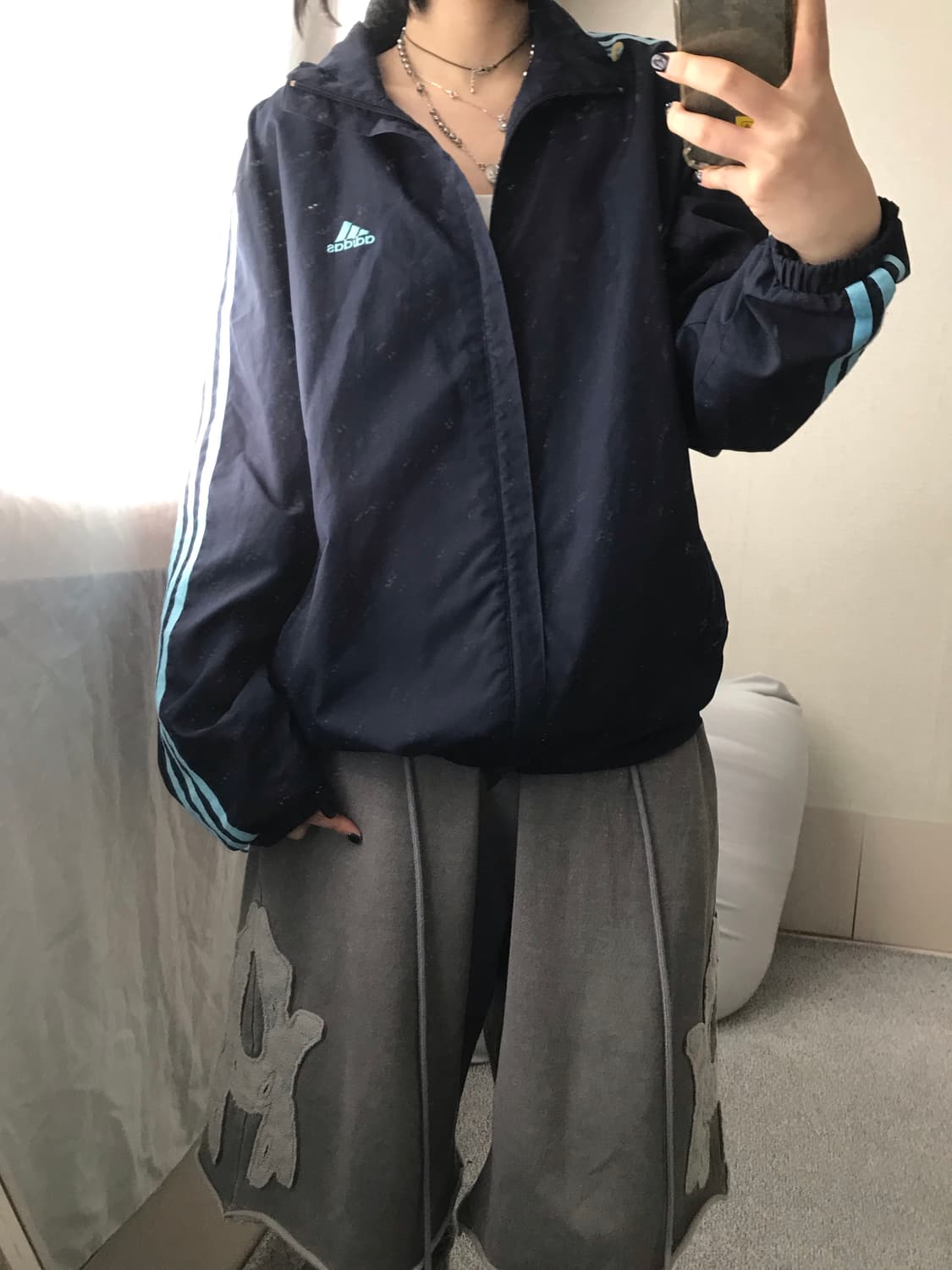 아디다스 네이비 연하늘 바람막이 상품이미지6