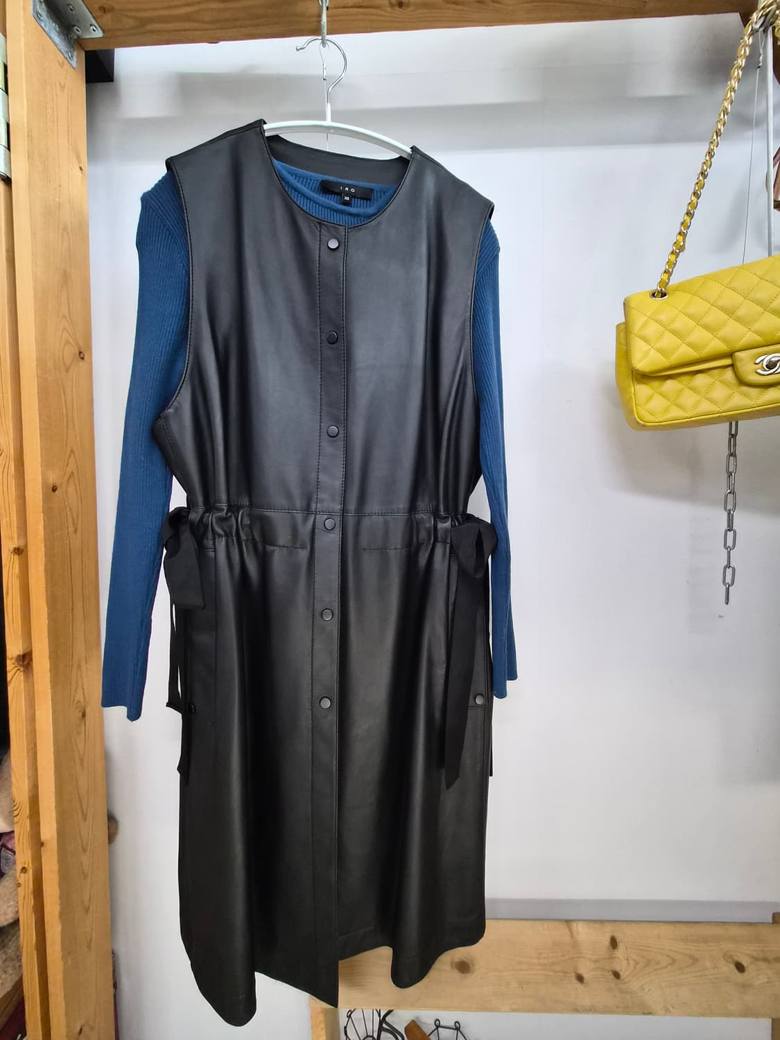 편집샾 양가죽 리본 롱 베스트 상품이미지1