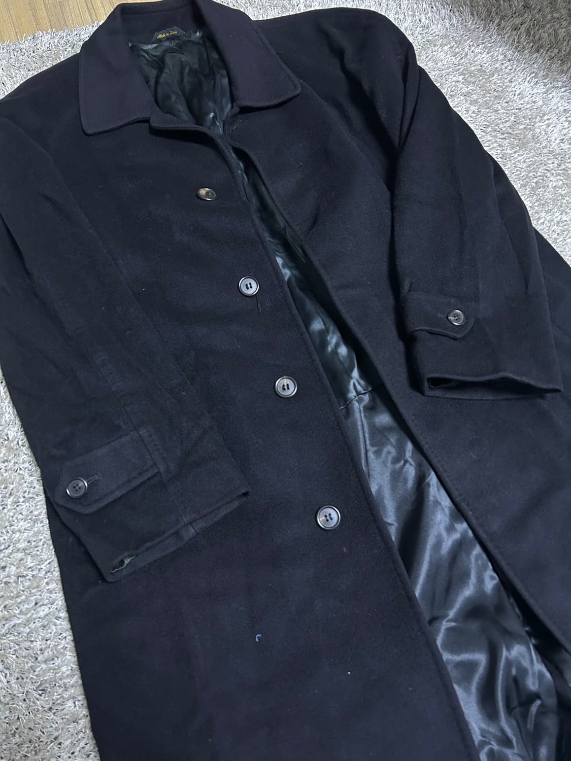 이태리제 캐시미어100프로 검정색 코트 사이즈 105~110 상품이미지2