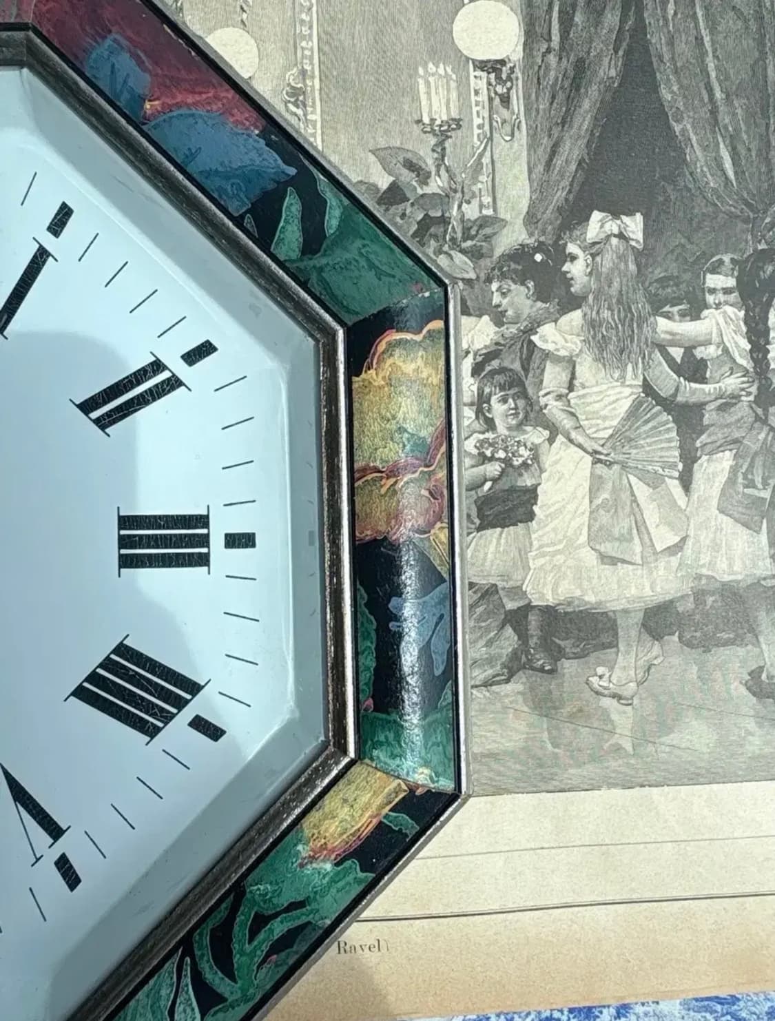 빈티지 플로럴 팔각 프레임 벽시계 상품이미지2