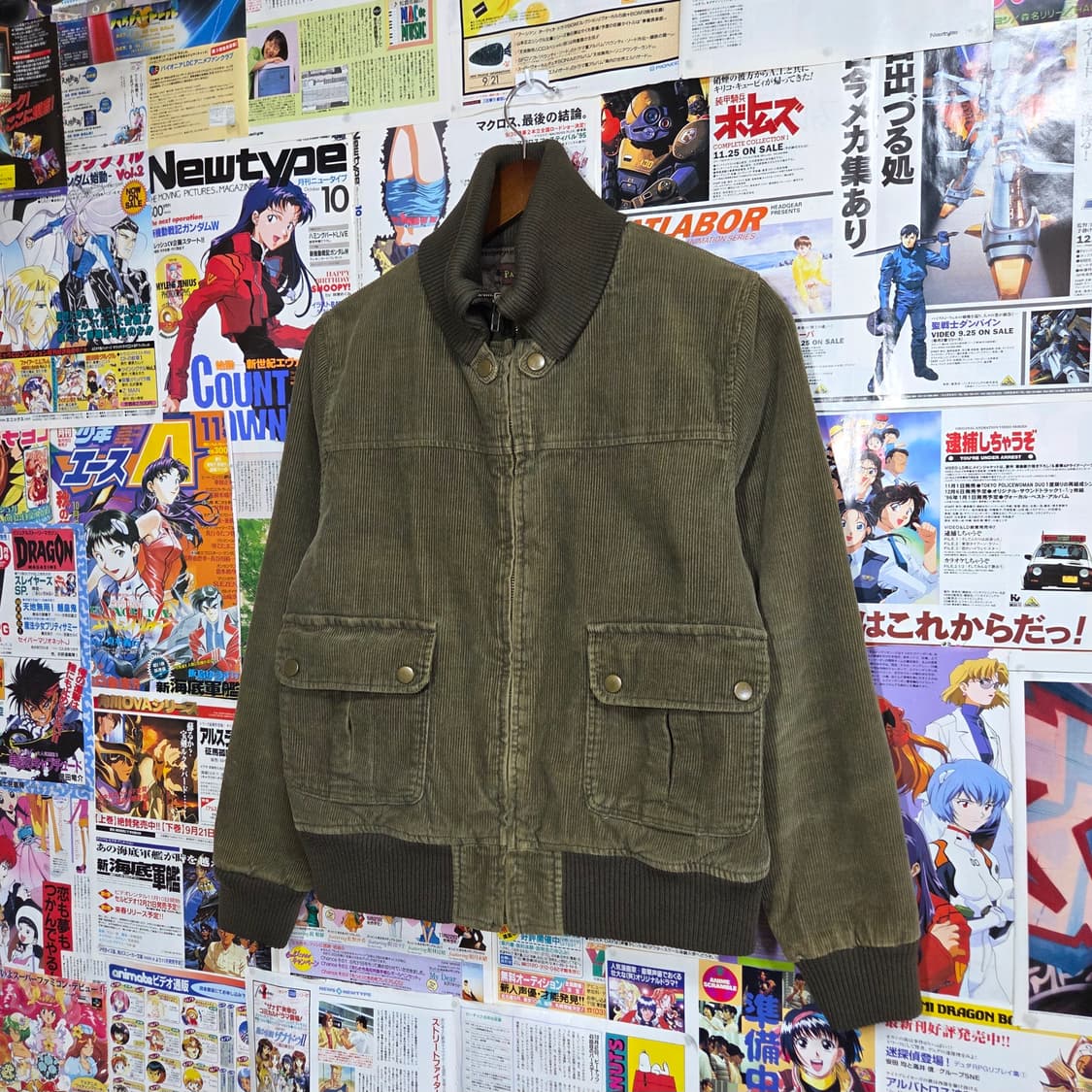 JPN 카키 브라운 배색 코듀로이 누빔 점퍼 상품이미지2