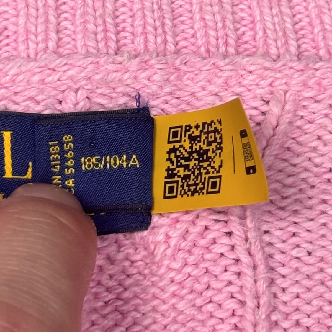 (XL) 폴로 랄프로렌 QR라벨 케이블니트 핑크 상품이미지5