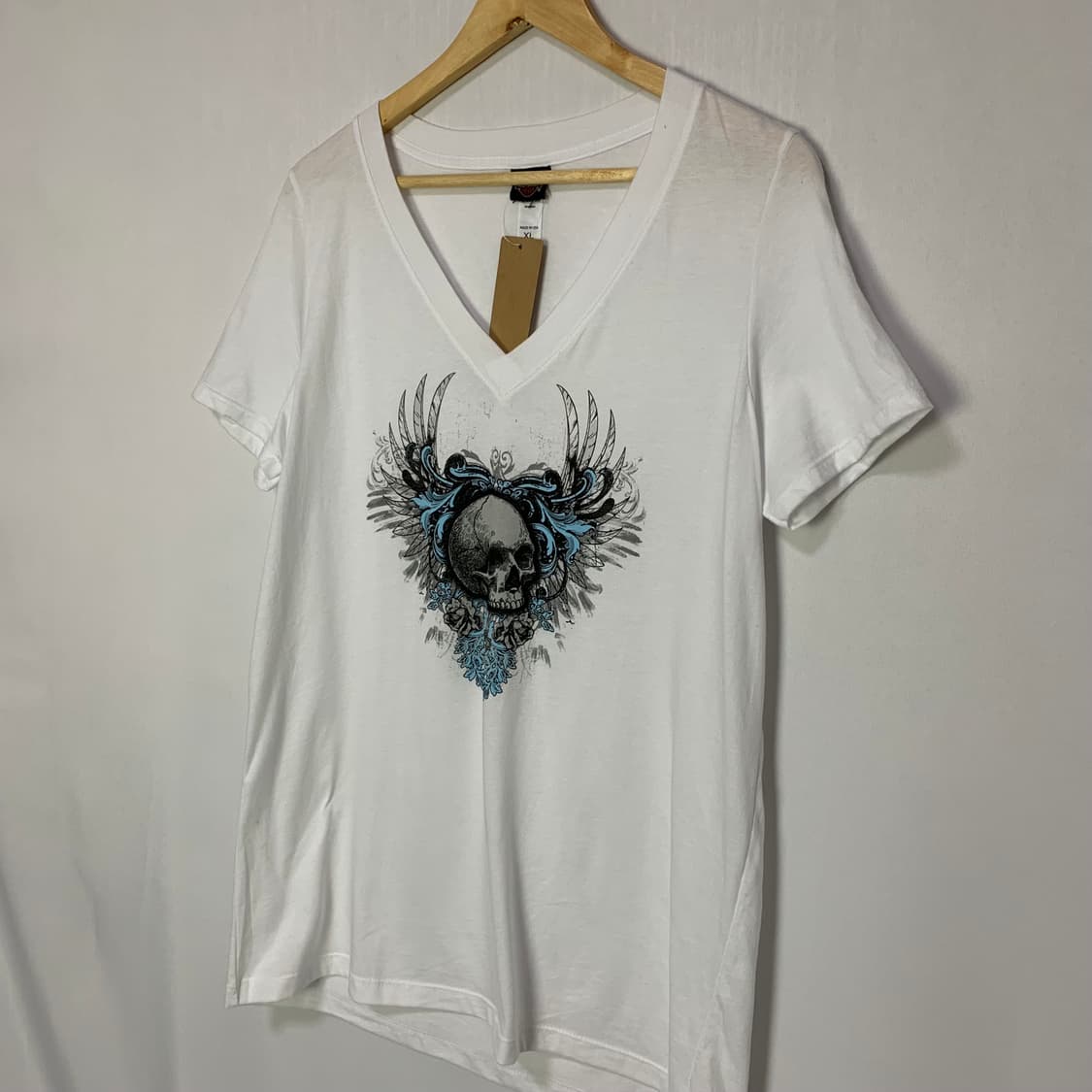 할리데이비슨 빈티지 해골 프린팅 브이넥 반팔 티셔츠 남녀공용 XL 상품이미지3