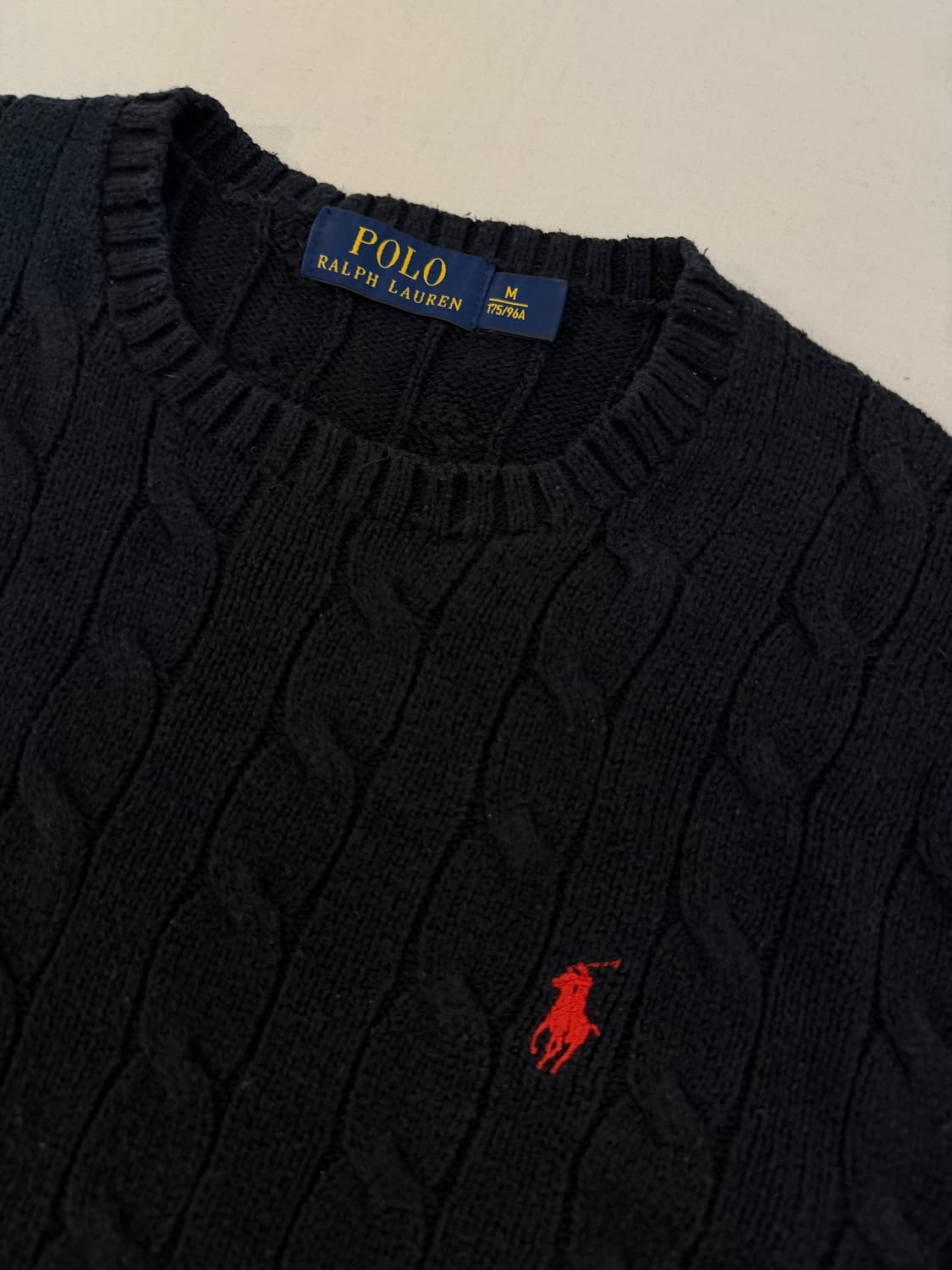 폴로 랄프로렌 케이블 꽈배기 니트 블랙 레드 상품이미지2