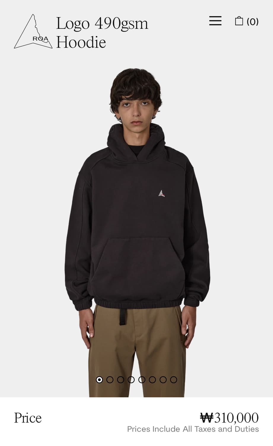 [M,L,XL]로아 하이킹 25fw Logo 490gsm 후드티/블랙 상품이미지9
