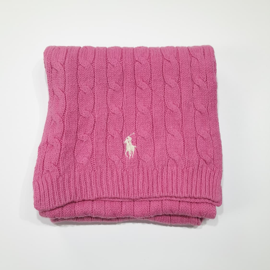 MX652 폴로 90s 코튼울 케이블 화이트포니 핑크 머플러 목도리 상품이미지7