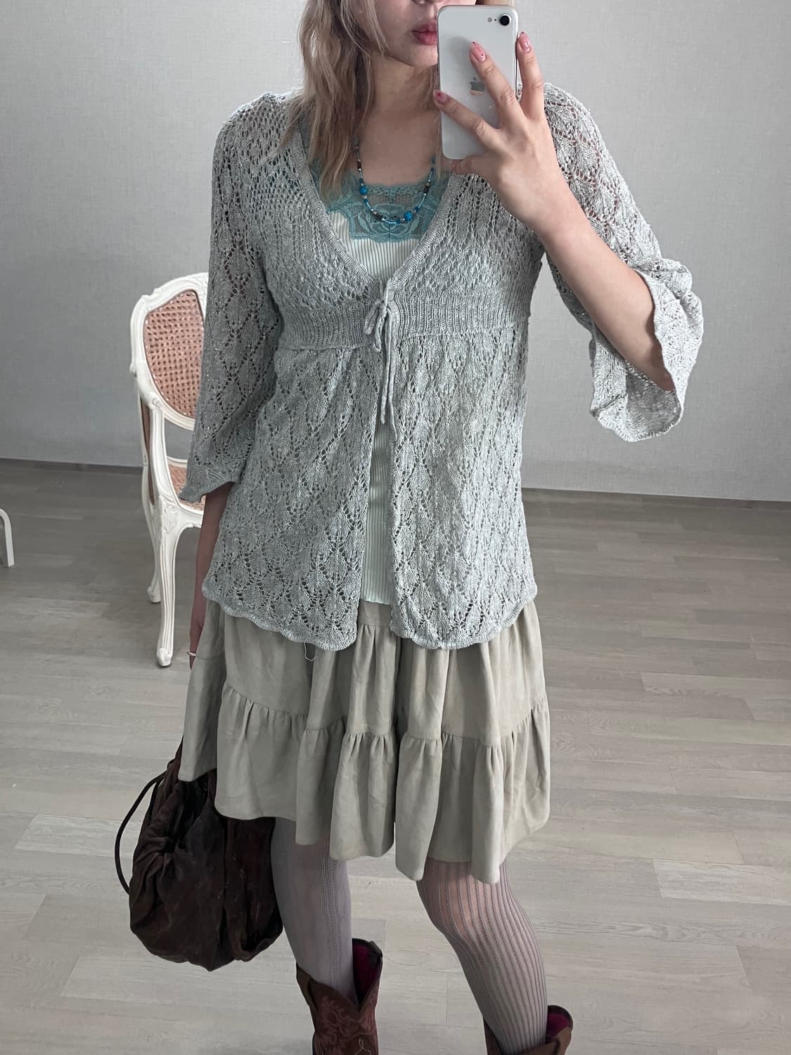 jpn vintage mint gray crochet glitter cd 상품이미지1