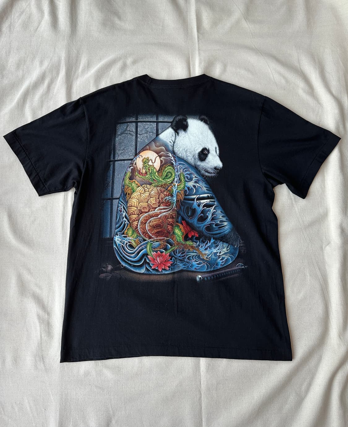 락이글 판다 드래곤 타투 그래픽 반팔 티셔츠 L 상품이미지6