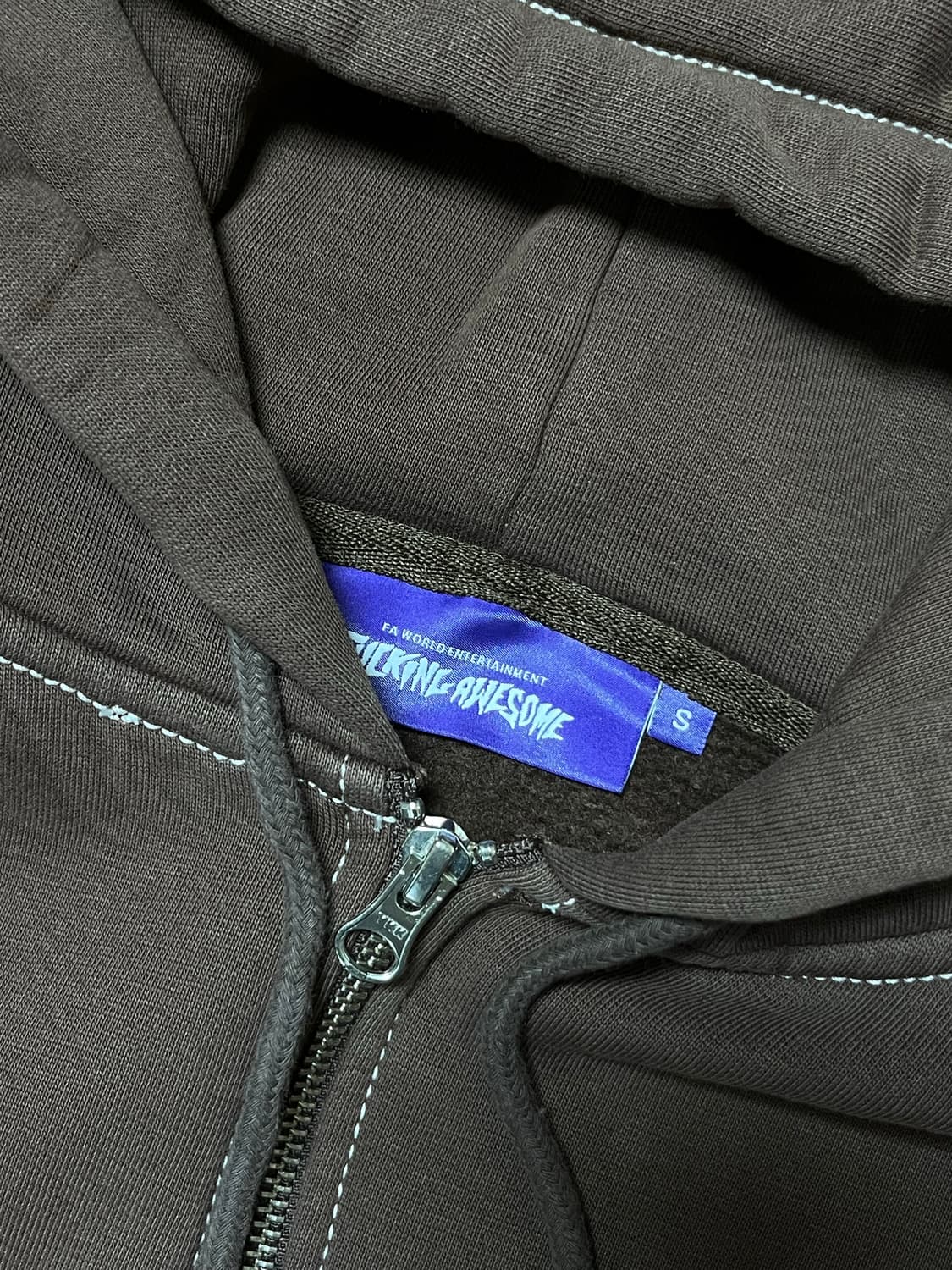 퍼킹어썸 브라운 후드 집업 상품이미지3