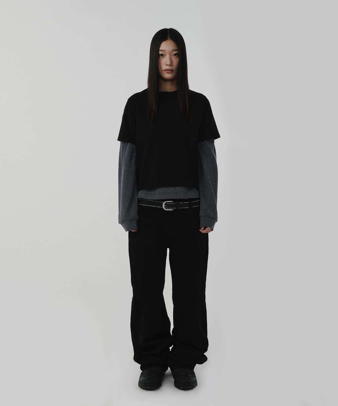 구매) 스웨이드 기명 콜라보 SEMI WIDE PANTS [BLACK] 상품이미지1
