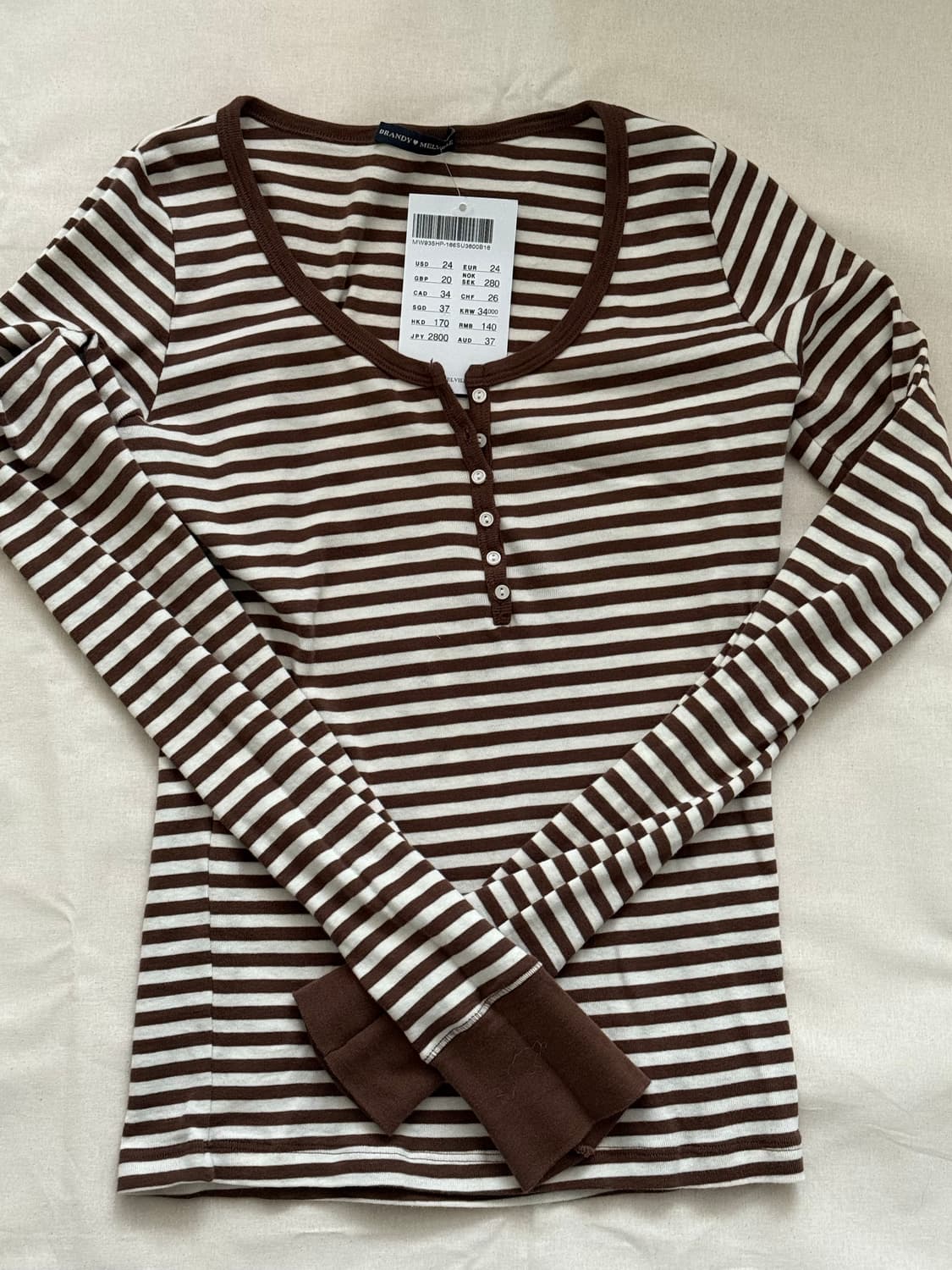 브랜디멜빌 롱슬리브 스트라이프 긴팔 브라운 상품이미지1