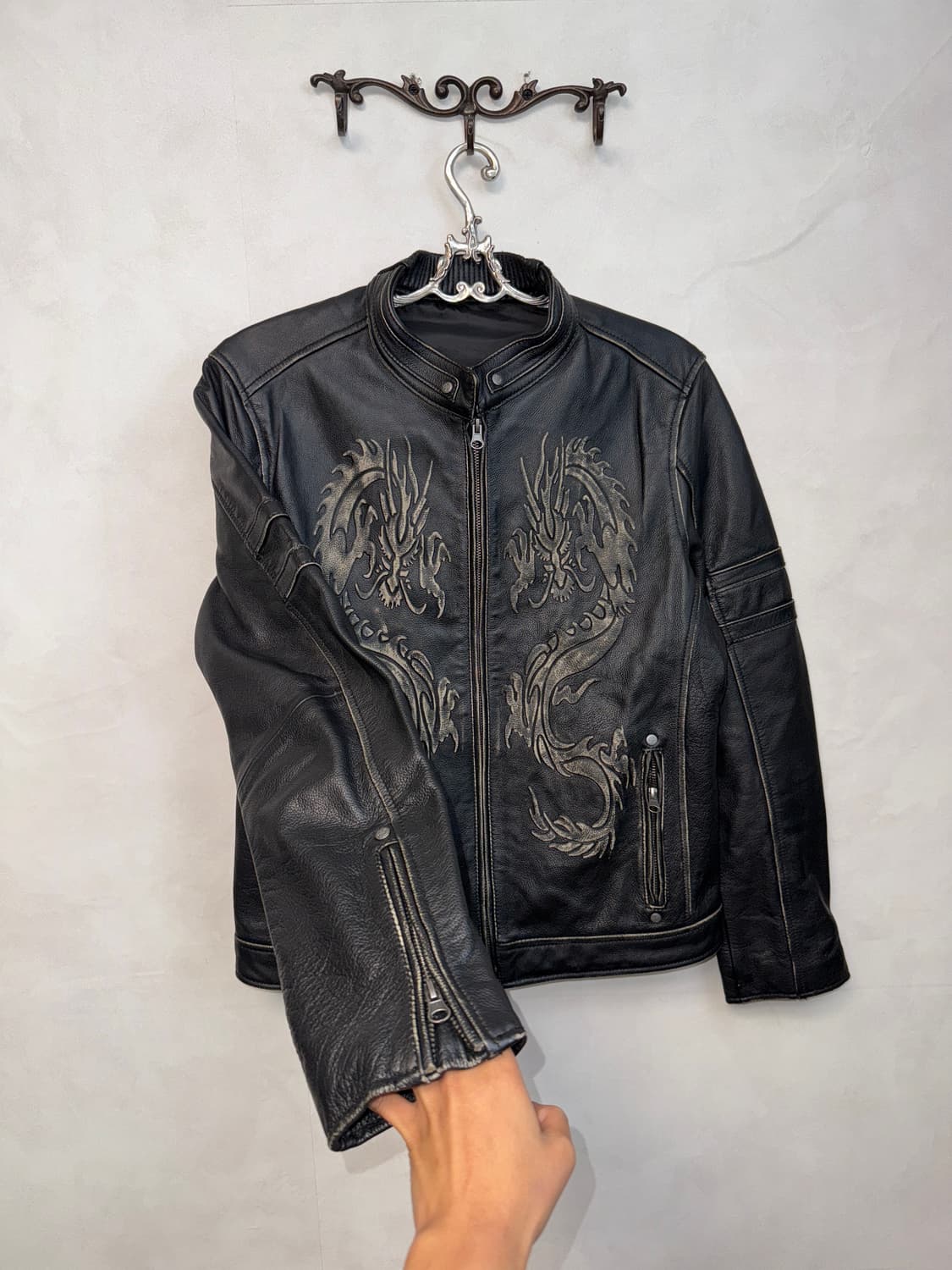 Hualei Liguo cow skin dragon biker jk 상품이미지2