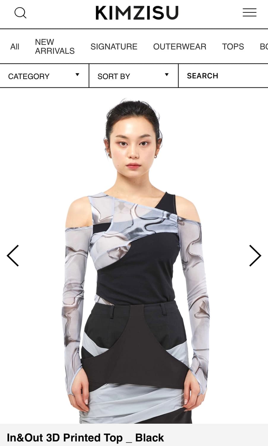 킴지수) In&Out 3D Printed Top BK L 상품이미지1