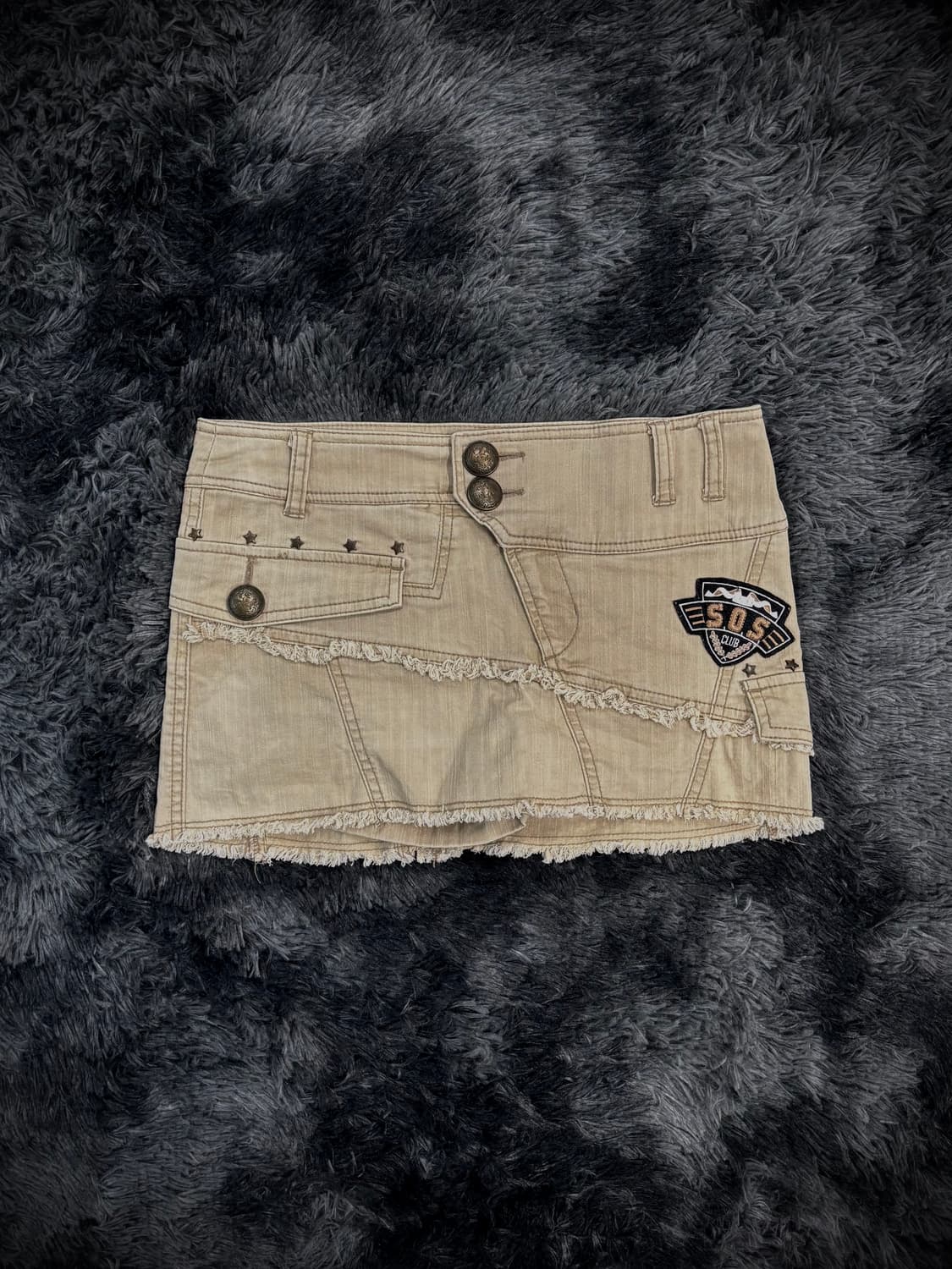 Cecil McBee 베이지 카고 레터링 자수 숏스커트팬츠 상품이미지1