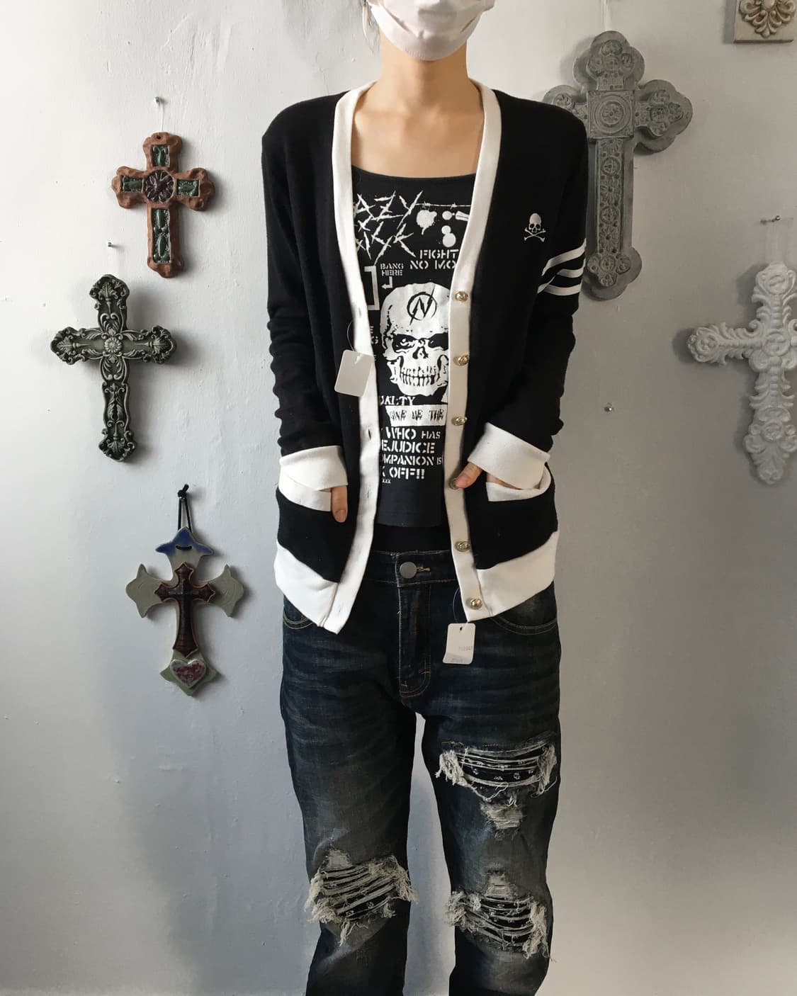 Needle work point knit cardigan 상품이미지7