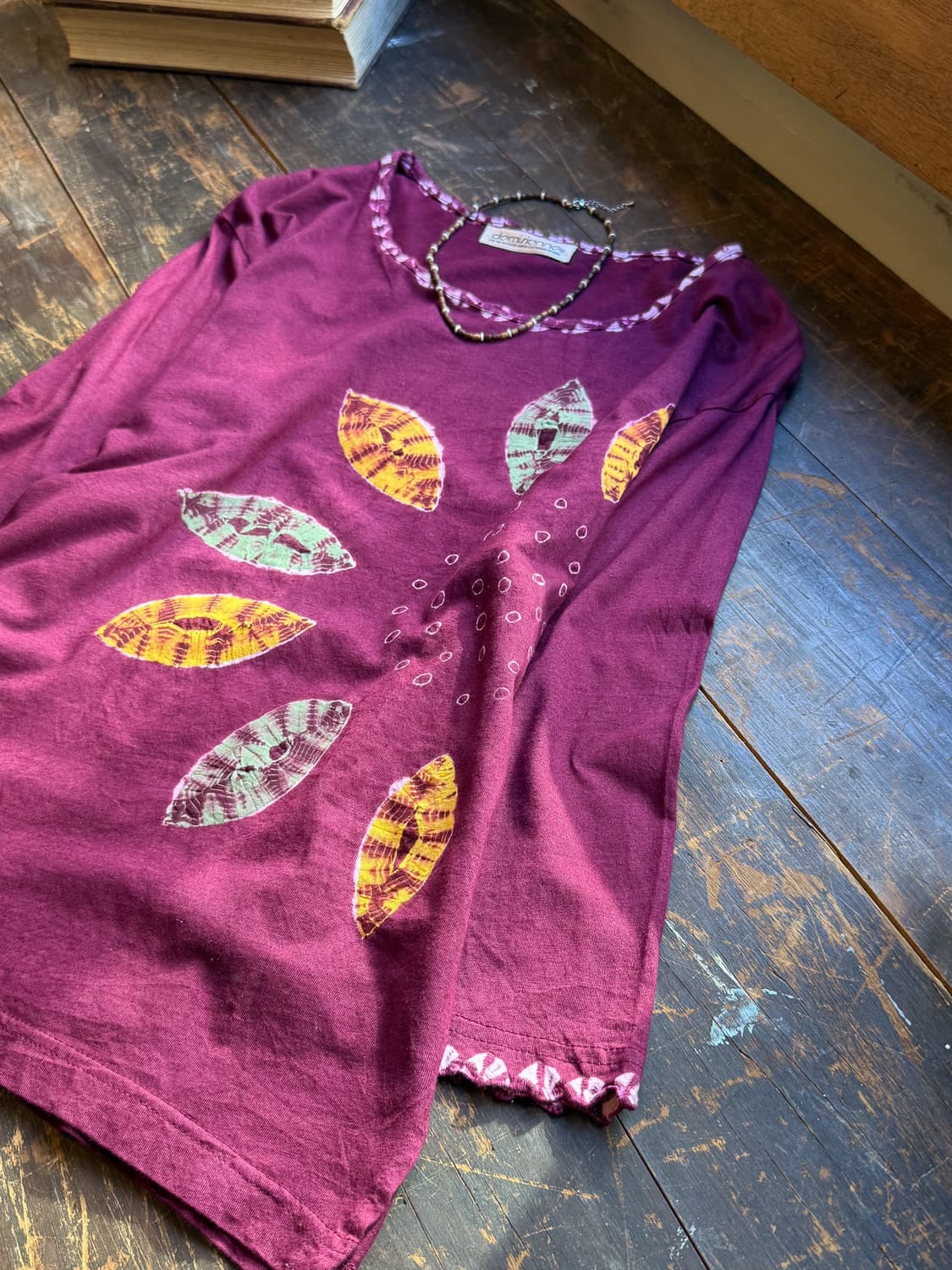 Burgundy Tie Dye Leaf Shirt 0009 상품이미지2