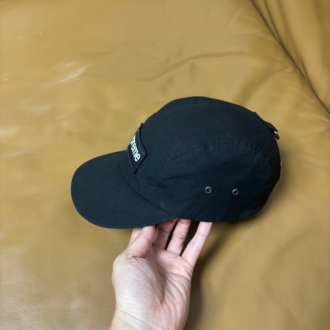 Supreme 슈프림 23fw 왁스드 코튼 블랙 캠프캡 모자 Black 상품이미지4