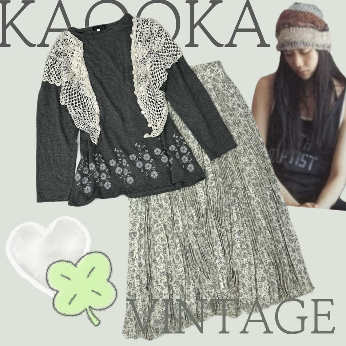 🪴하구미의 민들레 코디세트🪴플라워 크로셰 레이어드 모리걸 일본 빈티지 상품이미지1