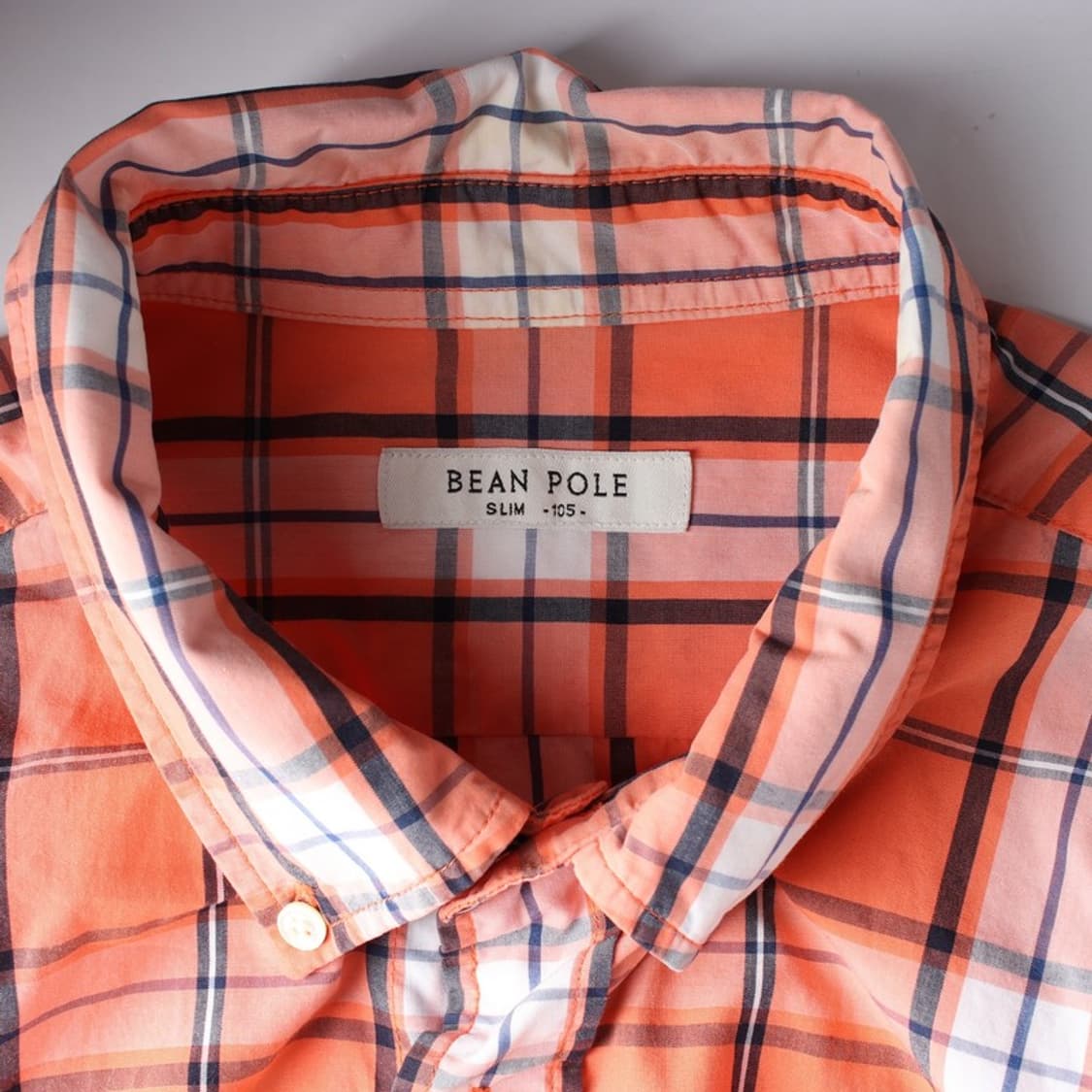 빈폴 오렌지 체크 반팔 셔츠 XL 상품이미지5