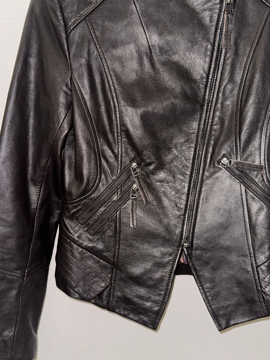 빈티지 비대칭 양가죽자켓 상품이미지3