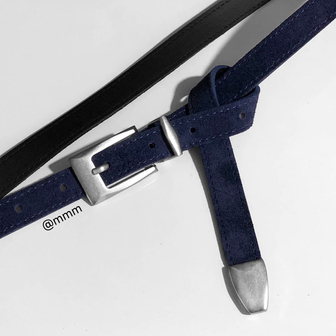 [Unisex]스퀘어 스웨이드 벨트 네이비 상품이미지9