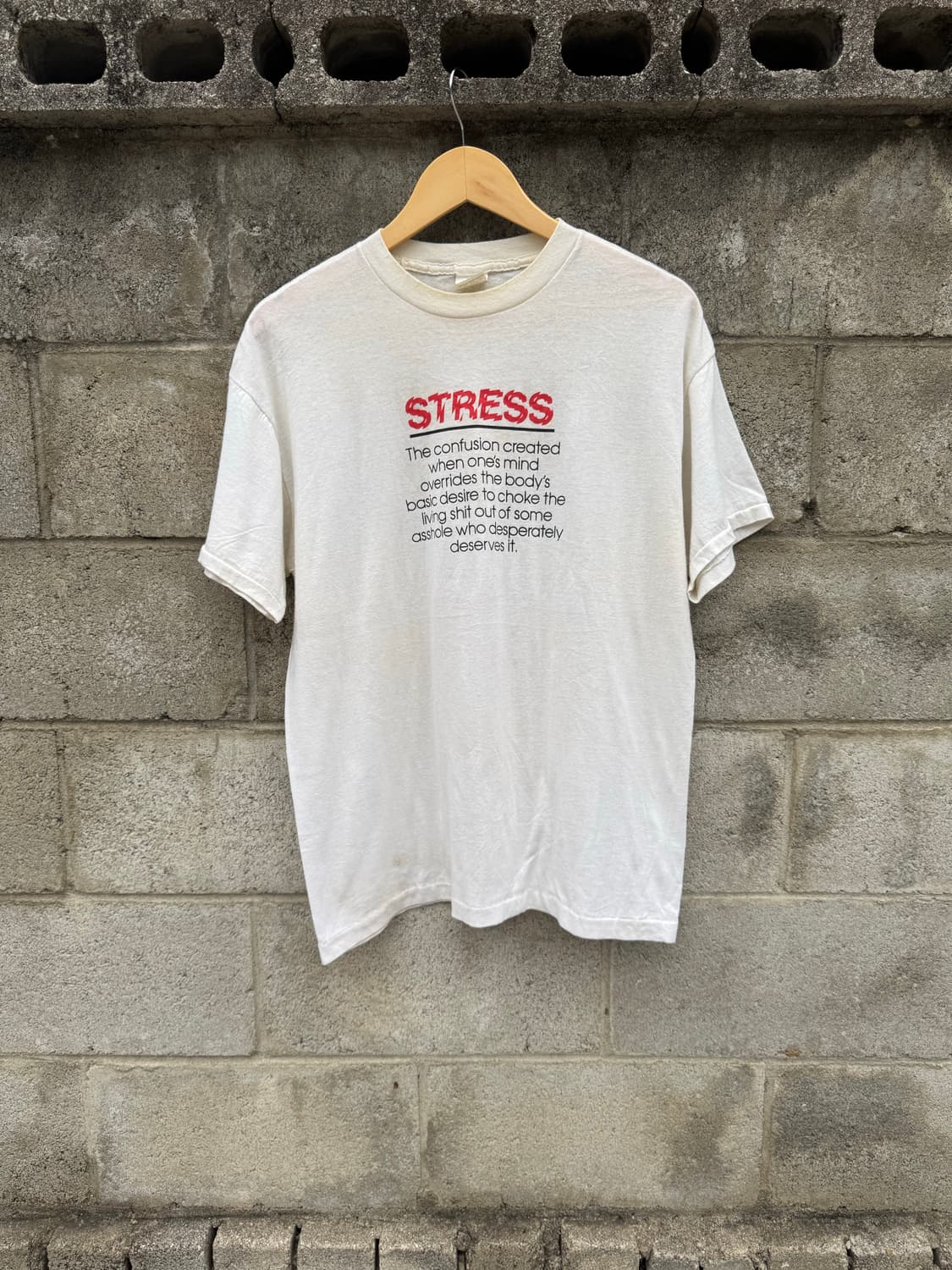 80~90s 빈티지 스트레스 프린팅 싱글스티치 반팔 티셔츠 상품이미지1