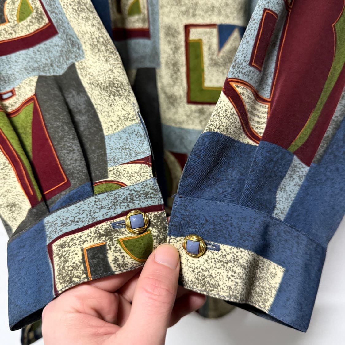 VTG 빈티지 기하학 패턴 셔링 긴팔 셔츠 상품이미지5