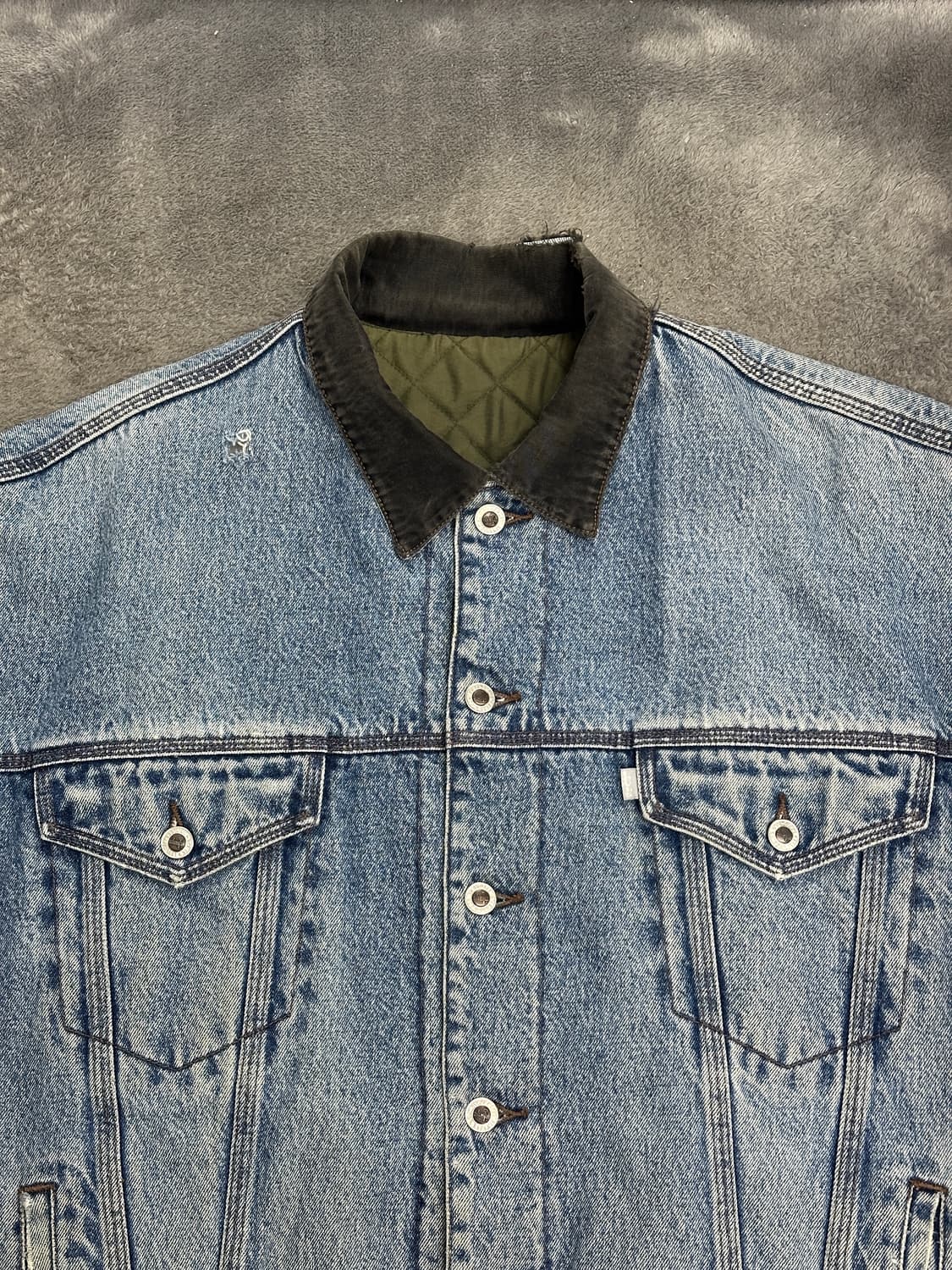 90s 리바이스 실버탭 리버시블 데님 퀼팅 자켓 L 상품이미지5