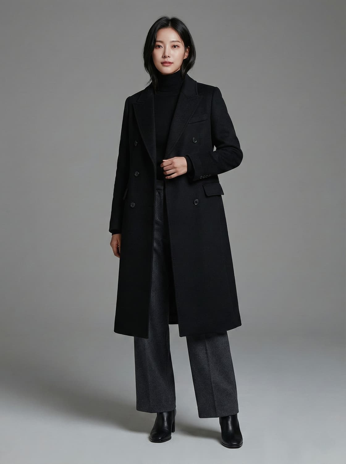 JEUNE 울 블렌드 더블 롱 코트 상품이미지1