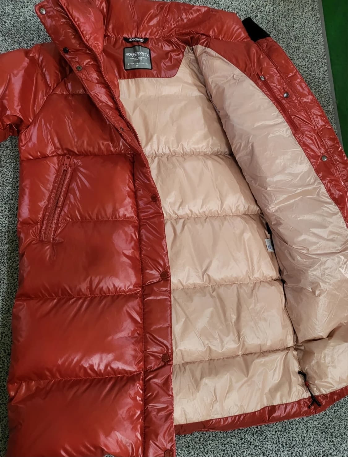 디스커버리 다홍색(Coral) 롱 패딩 상품이미지3