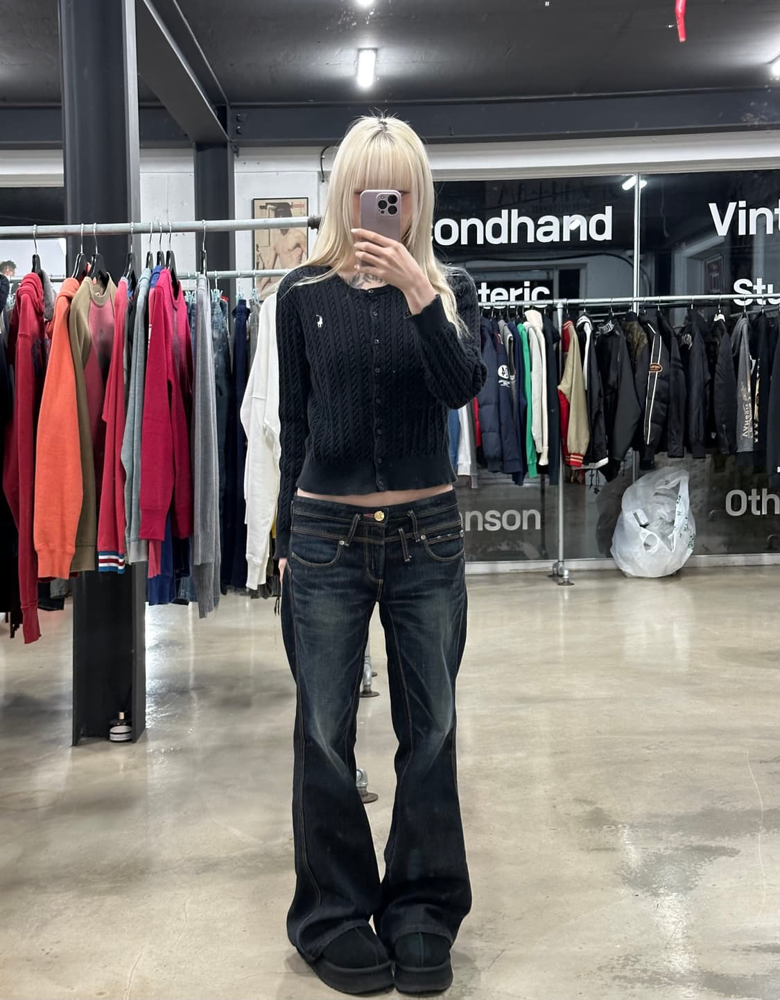 폴로 니트 u넥 가디건 블랙 상품이미지2