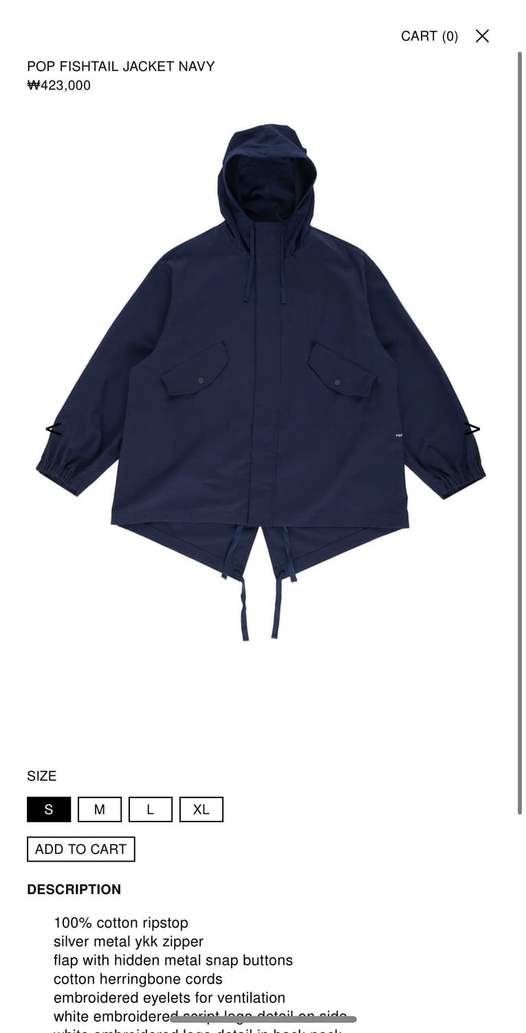 POP FISHTAIL JACKET NAVY (S) 상품이미지1