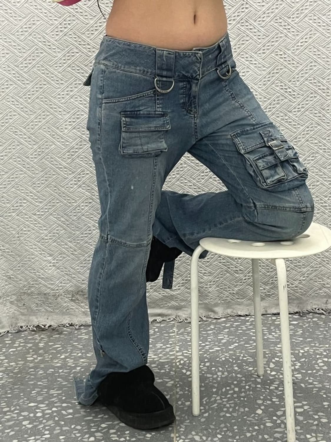 게스 워크웨어 Y2K 멀티포켓 부츠컷 데님 카고 청바지 70 C06714 상품이미지2