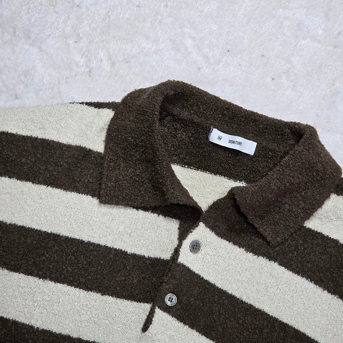 베이지 오버핏 단가라 카라 니트 상품이미지2