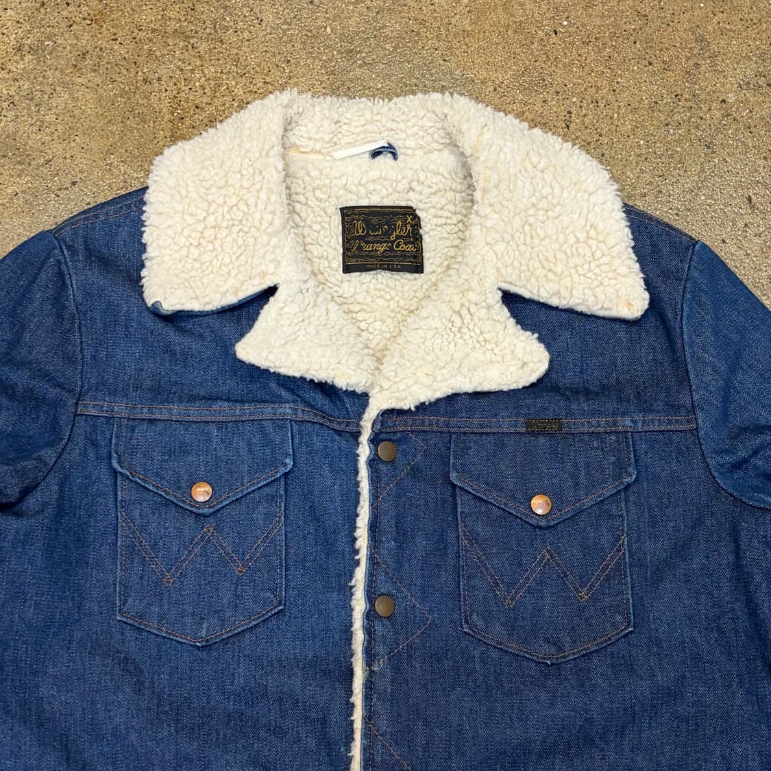 새상품급 90s Made in USA 랭글러 진청 쉐르파 양털 청자켓 상품이미지3