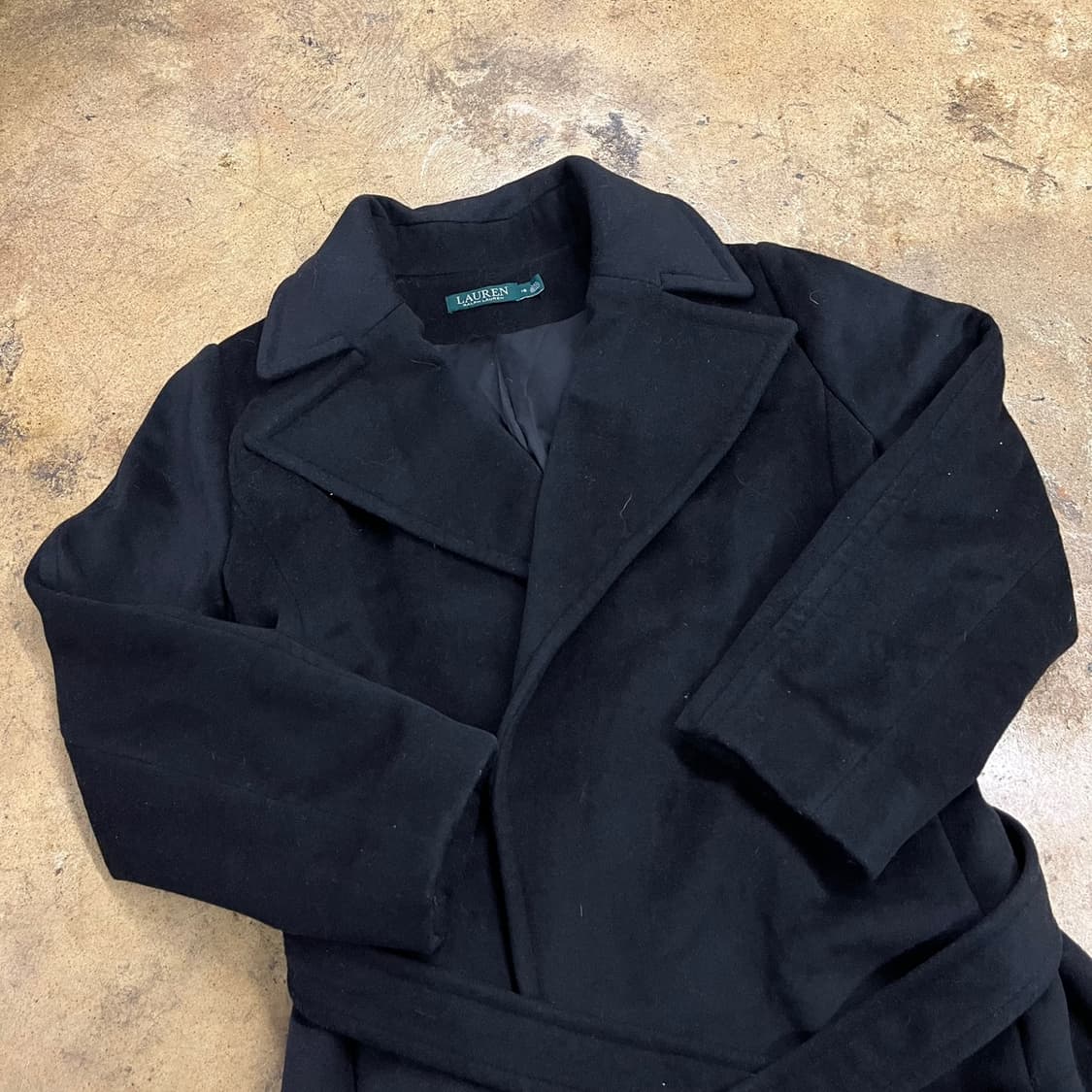 [정품/16] 로렌 랄프로렌 벨티드 롱 코트 블랙 b17 상품이미지1